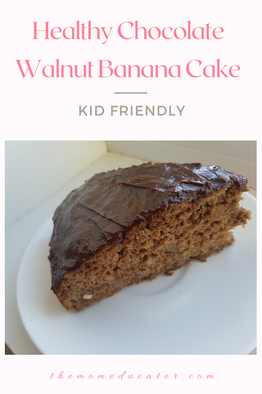 kid friendly chocolate walnut banana cake