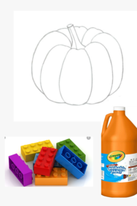 Painting pumpkins with legos - halloween crafts