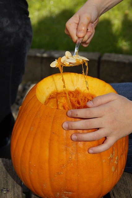 carving a pumpkin