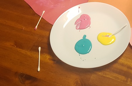 valentine's q-tip painting for kids
