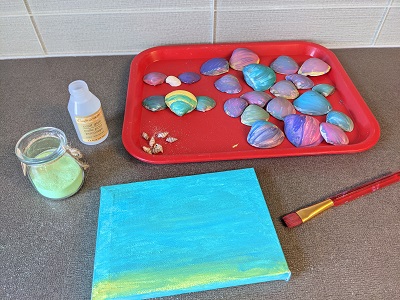 beach themed seashell art preschool