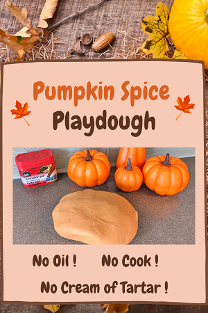 Non Toxic Easy Pumpkin playdough recipe- No Cook