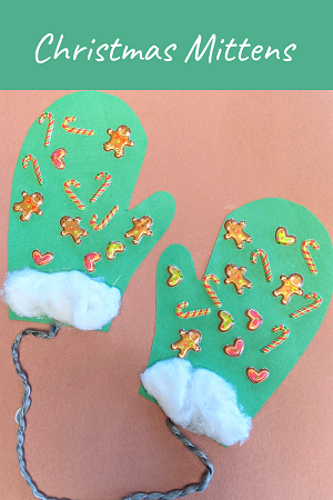 Christmas mittens art activity for kids