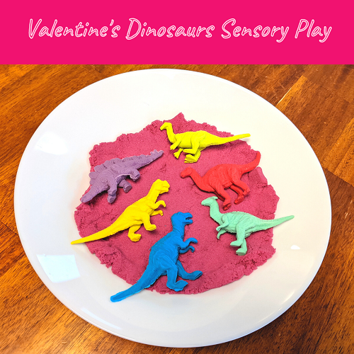 Valentine's dinosaurs sensory play