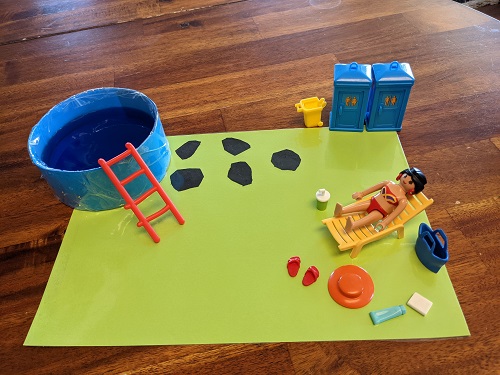 Playmobil swimming pool sensory play