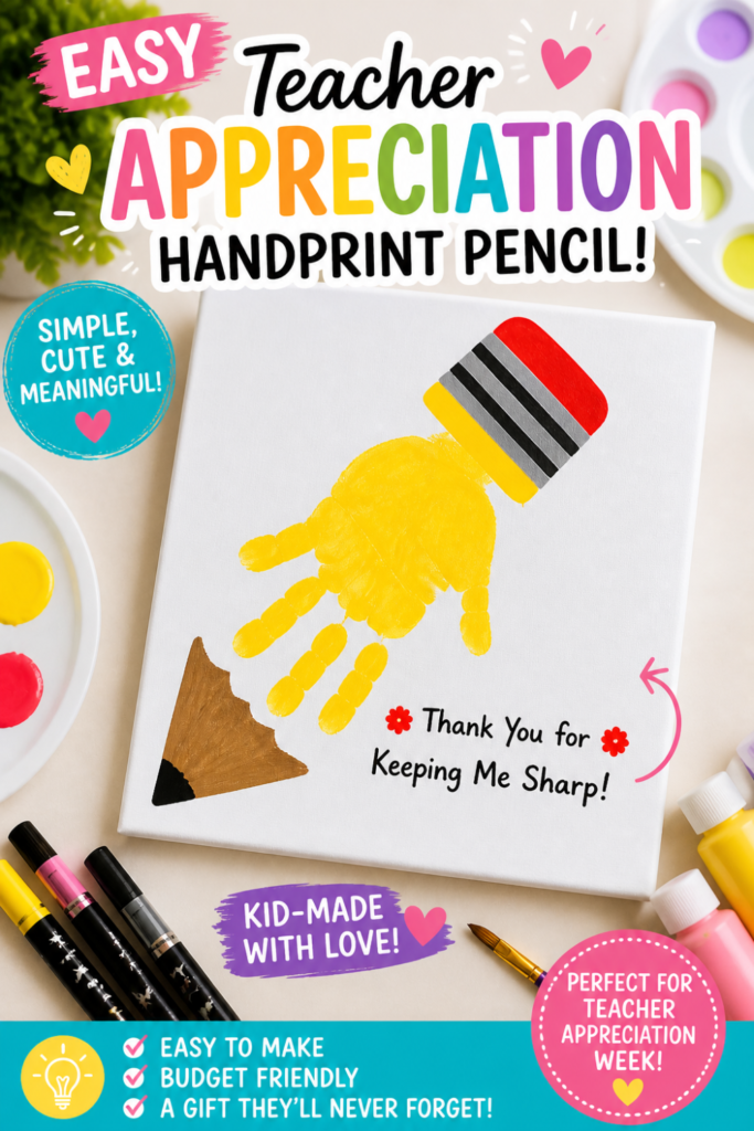 thank you for keeping me sharp- pencil handprint for teachers appreciation week