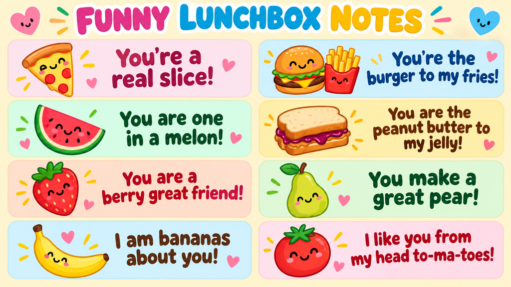 funny food lunchbox notes for kids